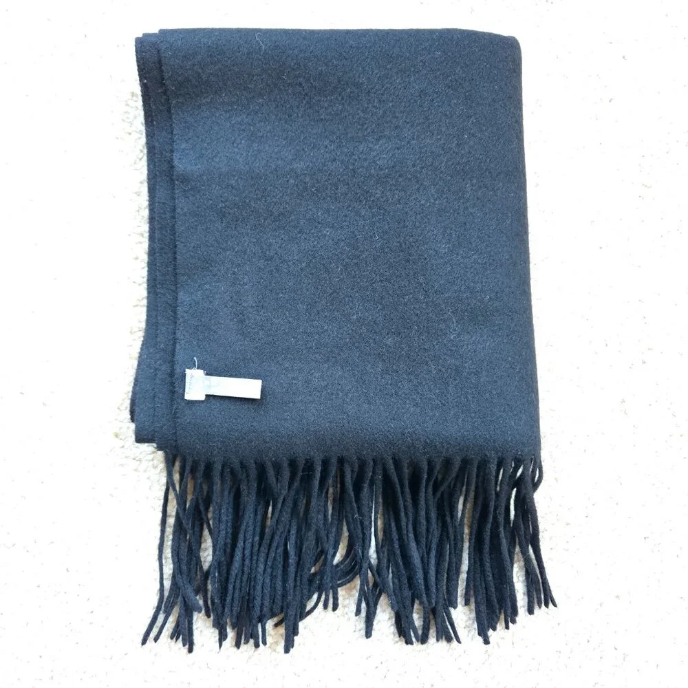 Ann Taylor Woven Cashmere Fringe Scarf Black
